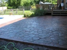 red stone patio and pool deck