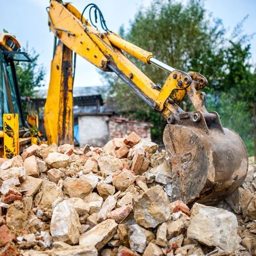 industrial hydraulic excavator on construction